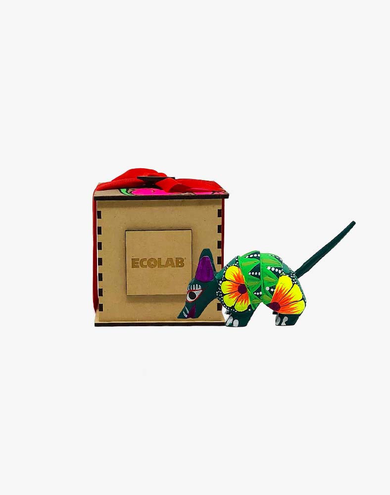 Alebrije miniatura en caja de madera