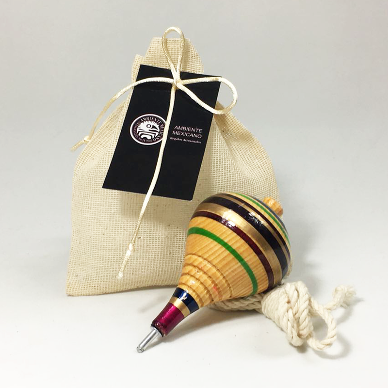 Trompo en bolsita de yute para regalos - Ambiente Mexicano